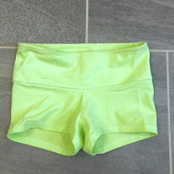lululemon athletica Pants - Lululemon Neon Green Reversible Boogie Shorts 4